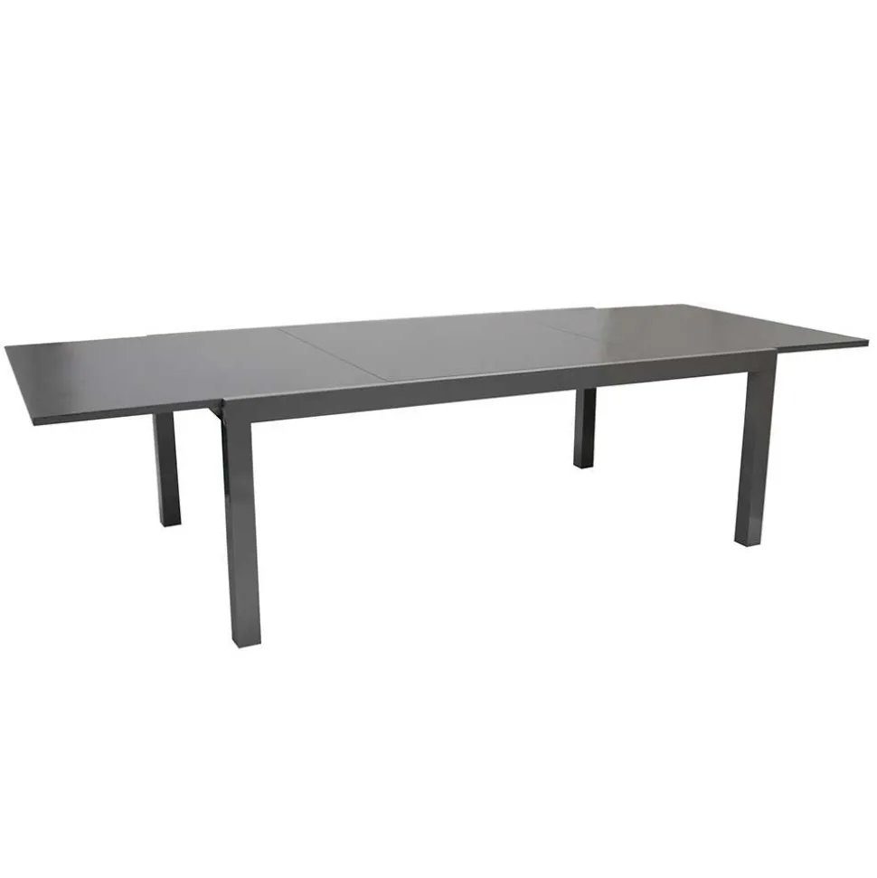 Ausziehbarer Tisch für Garten Bennus mit Glasplatte Grau