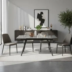 Ausziehbarer Tisch in Hellgrau Marmoroptik - Beluah