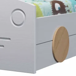 Autobett mit Bettkasten in Weiß und Kiefer - Vision