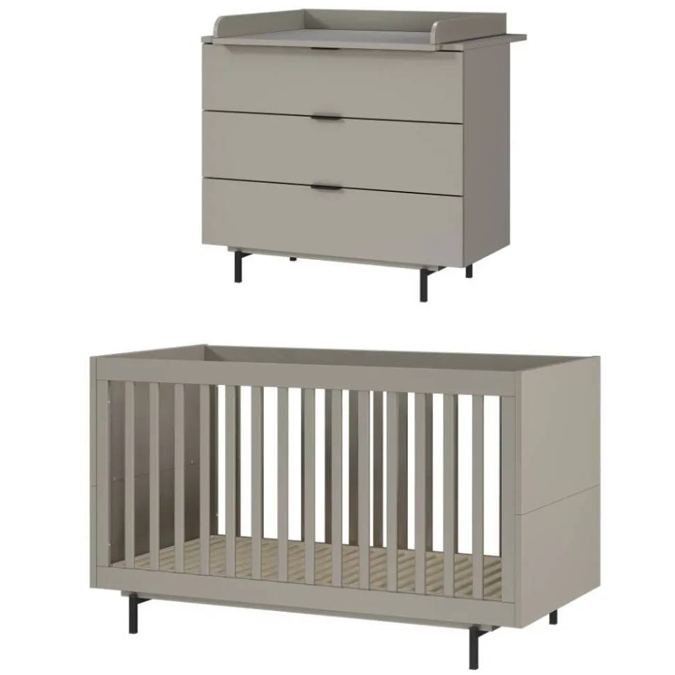 Babybett und Wickelkommode im Set - Suzanas (zweiteilig)