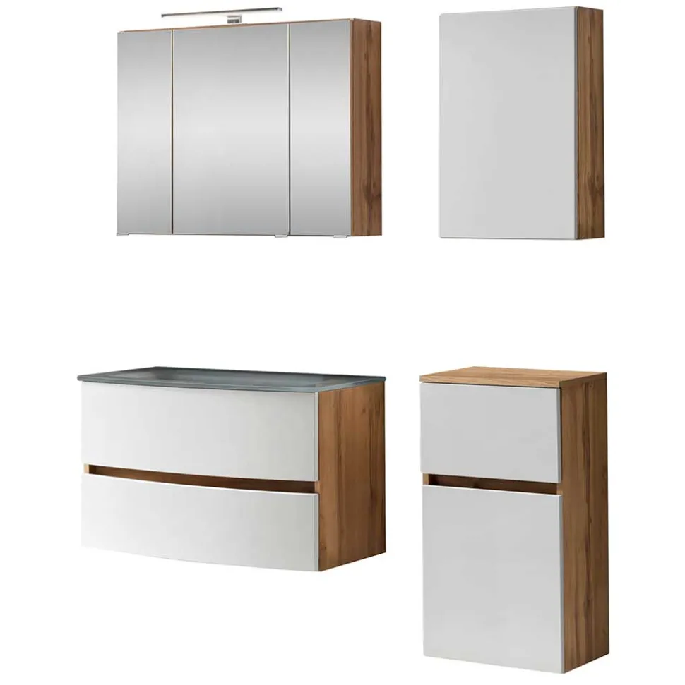 Bad Einrichtung Möbel in Weiß & Wildeiche - Neuvana (vierteilig)