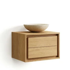 Bad Hänge-Waschtisch aus Massivholz Teak - Reddnas