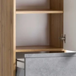 Bad Hochschrank in Beton & Holz Dekor - Mia