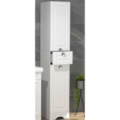 Bad Hochschrank in Weiß - 35x180x32 cm - Akira