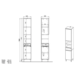 Bad Hochschrank in Weiß Hochglanz - Loeesa