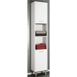 Bad Hochschrank in Weiß und Anthrazit - Rondja