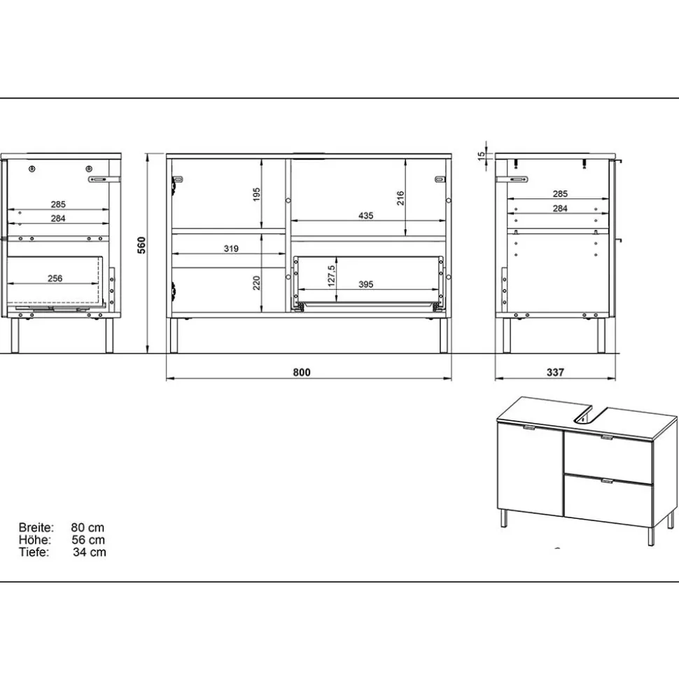 Bad Kombination Möbel zweifarbig - Tanjura (dreiteilig)