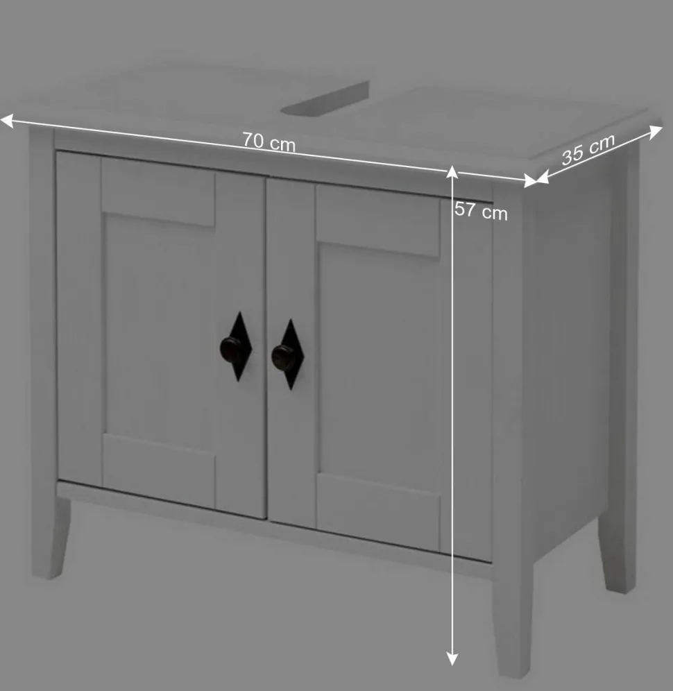 Bad Landhaus Unterbeckenschrank in Weiß - Satumare
