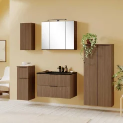 Bad Midi-Schrank in Eiche Dunkel Optik - Ucaida