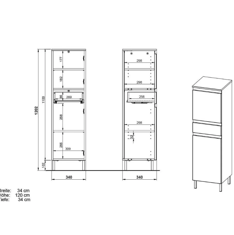 Bad Midischrank in Hellgrau - Dadra