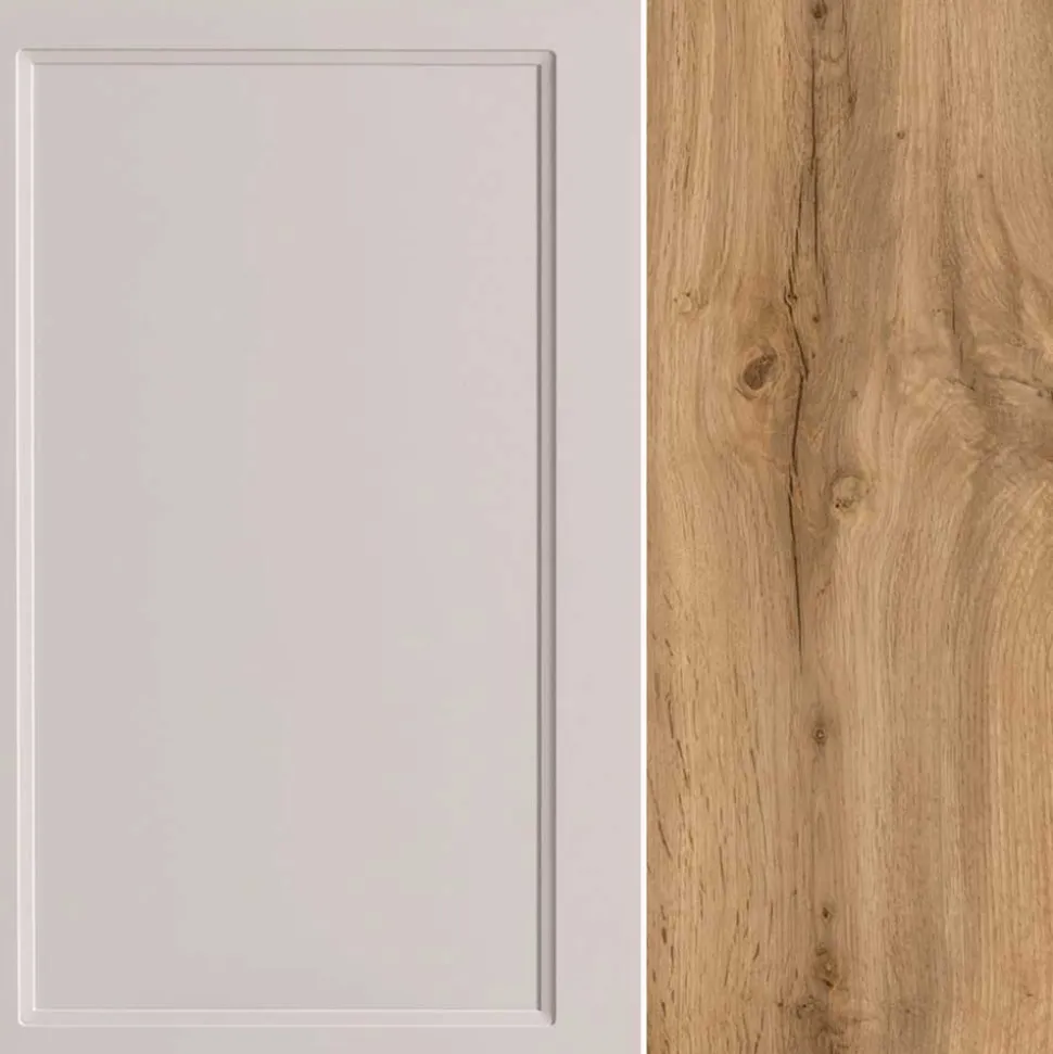 Bad Oberschrank in Hellgrau und Wildeiche - Trioto