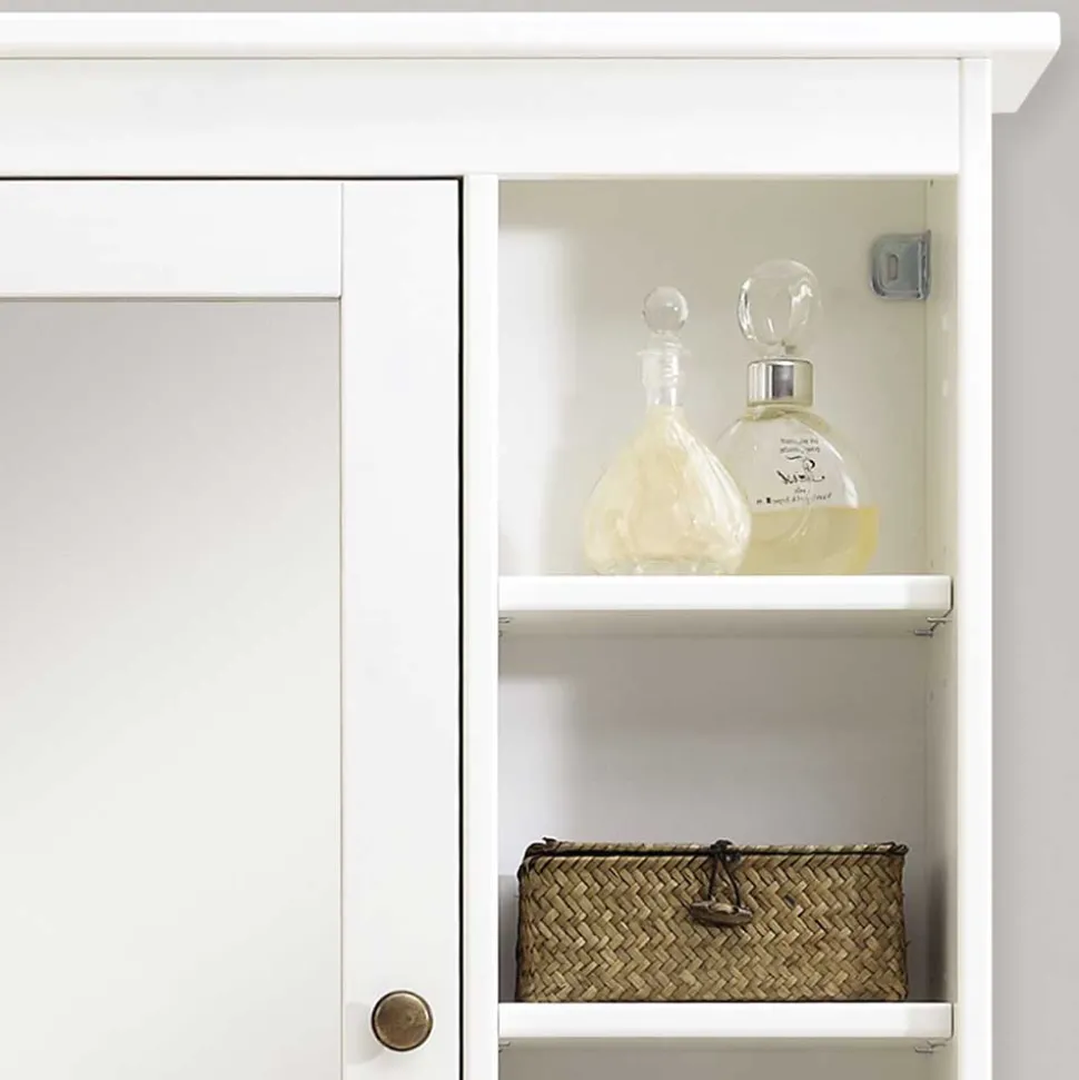 Bad Spiegelschrank mit Regal in Weiß - Lousias