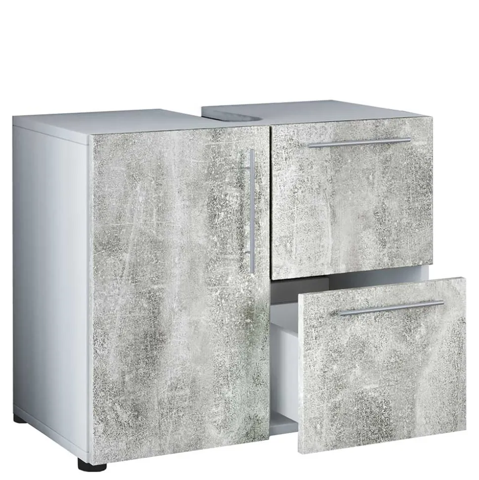 Bad Unterbeckenschrank in Betonoptik & Weiß - Cinesio