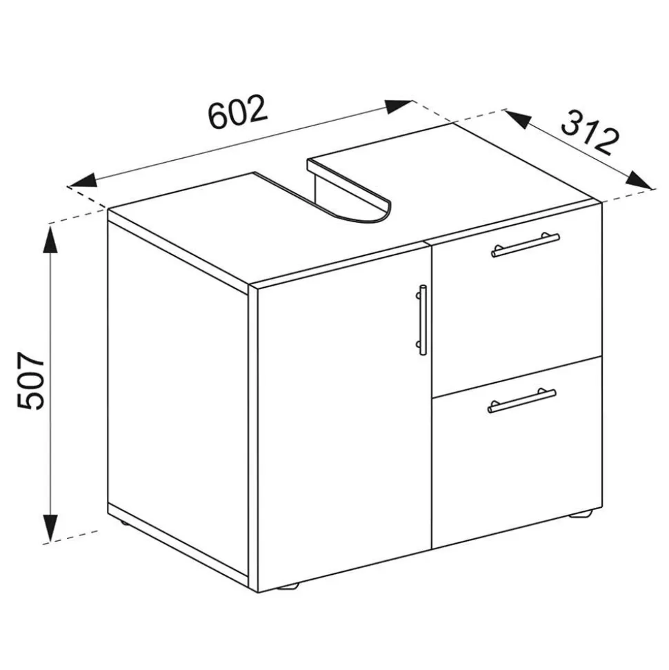 Bad Unterbeckenschrank in Betonoptik & Weiß - Cinesio