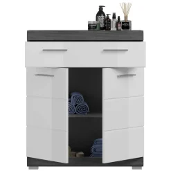 Bad Vertiko in Weiß Hochglanz & Grau - Nancys