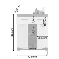 Bad Vertiko in Weiß Hochglanz & Grau - Nancys
