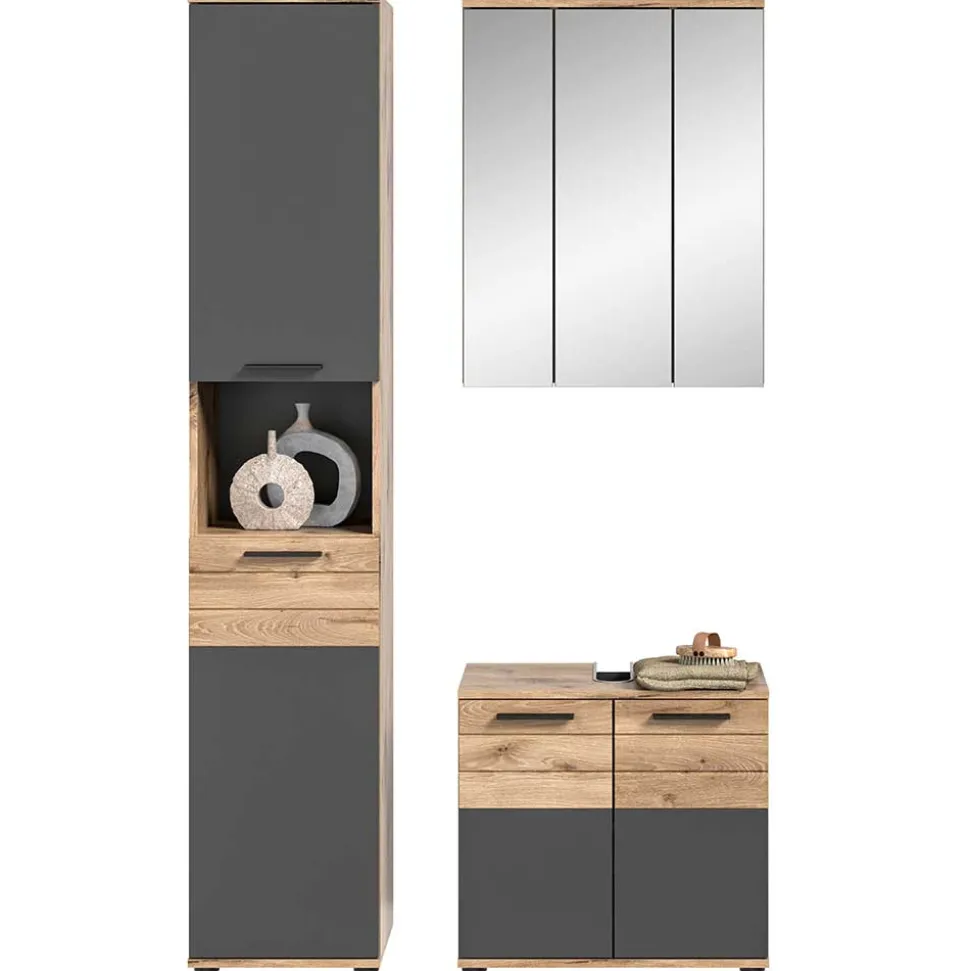 Bad Waschplatz mit Hochschrank Set - Depart (dreiteilig)