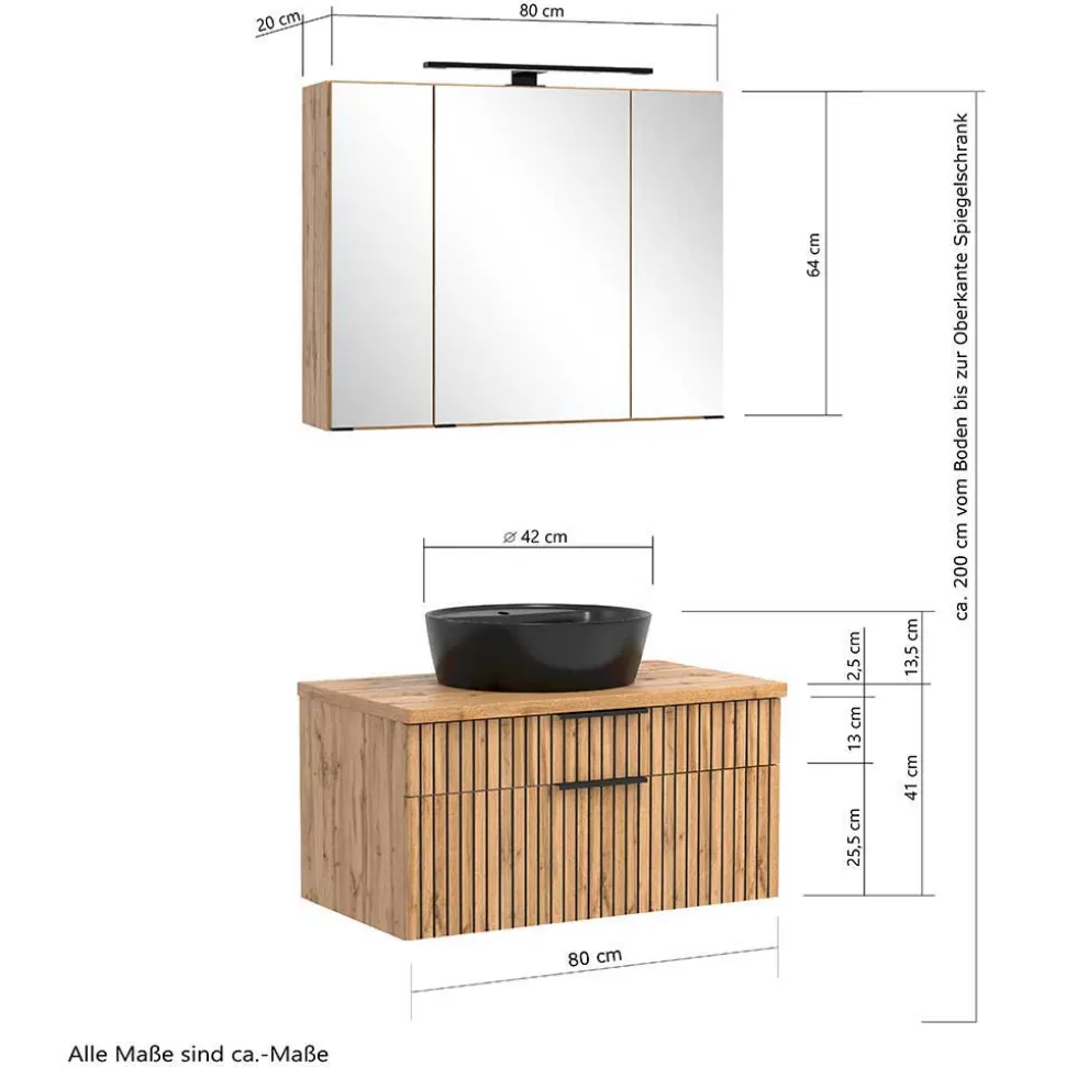Badausstattung Möbel-Kombi modern - Crystoga (vierteilig)