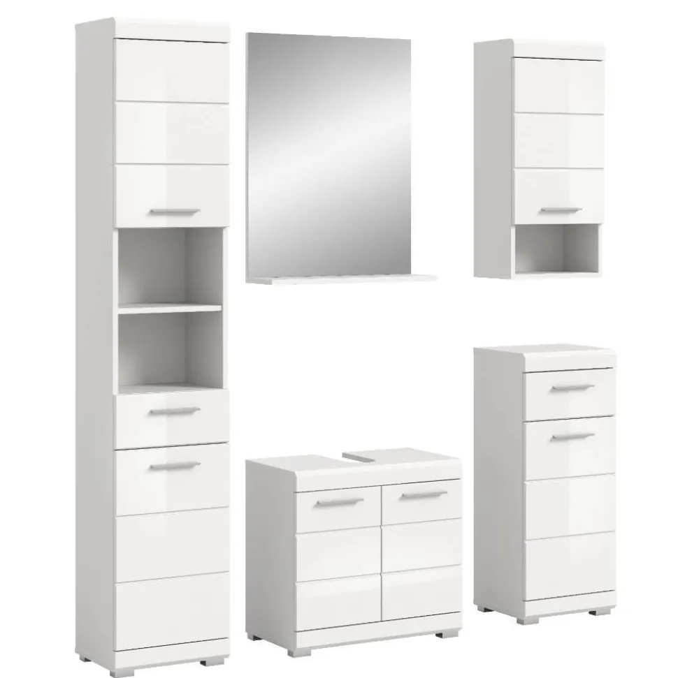 Badblock Möbelset in Weiß - Henriette (fünfteilig)