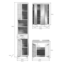 Badeinrichtung zweifarbig modern - Calbanyara (dreiteilig)