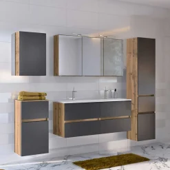 Badezimmer Doppel-Waschtisch & Schränke - Athrin (fünfteilig)