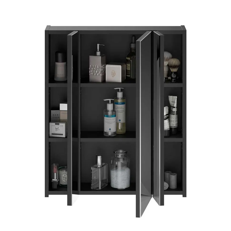 Badezimmer Möbelblock in Schwarz - Culina (fünfteilig)