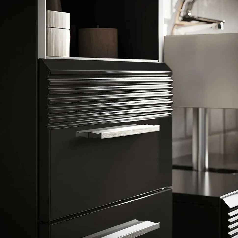 Badezimmer Möbelblock in Schwarz - Culina (fünfteilig)