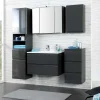 Badezimmer Möbelset Blaxin in Anthrazit Hochglanz (fünfteilig)