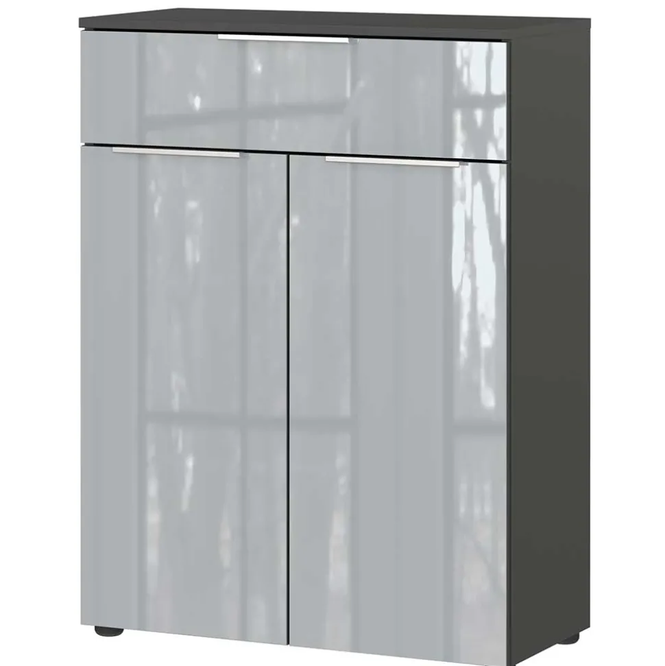 Badezimmer Vertiko in Silbergrau Glas - Dikono