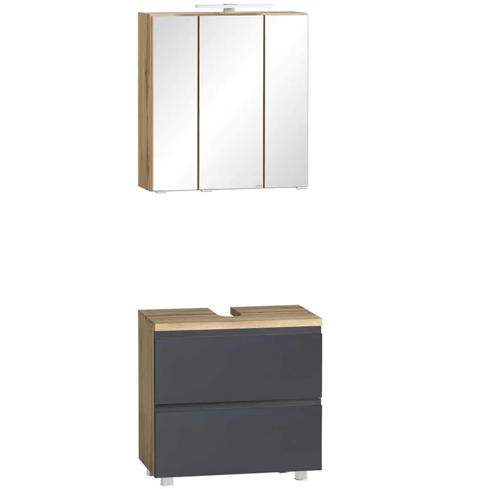 Badezimmer Waschplatz in mattem Grau - Jambi (zweiteilig)