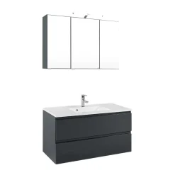 Badezimmermöbel Blaxin in Anthrazit Hochglanz (zweiteilig)