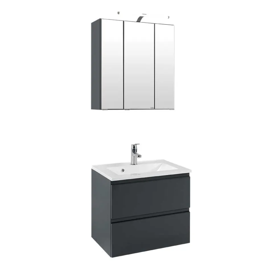 Badezimmermöbel Blaxin in Anthrazit Hochglanz (zweiteilig)