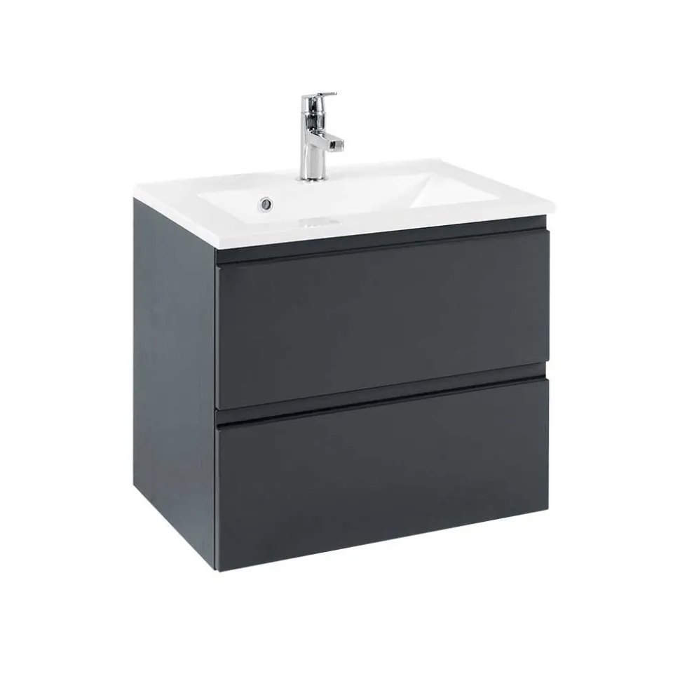 Badezimmermöbel Blaxin in Anthrazit Hochglanz (zweiteilig)