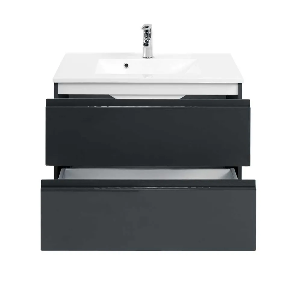 Badezimmermöbel Blaxin in Anthrazit Hochglanz (zweiteilig)