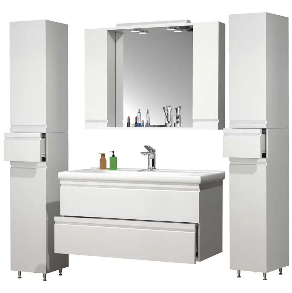 Badezimmermöbel Block in Weiß - Departo (vierteilig)