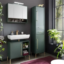Badezimmermöbel in Dunkelgrün & Gold - Aqua (dreiteilig)