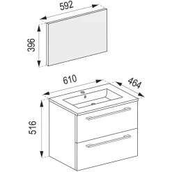 Badezimmermöbel in Schwarz - Gloriella (vierteilig)