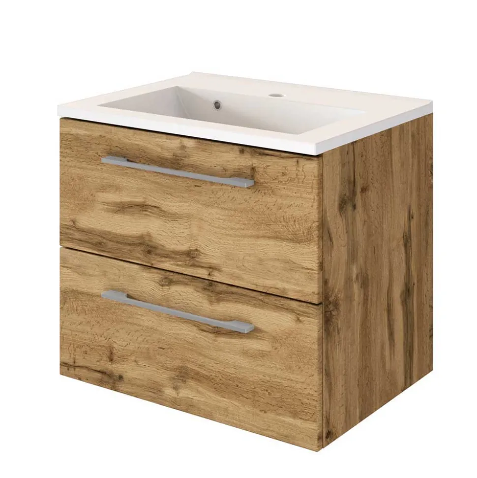 Badezimmermöbel Set 90 cm breit - Lemnas (dreiteilig)