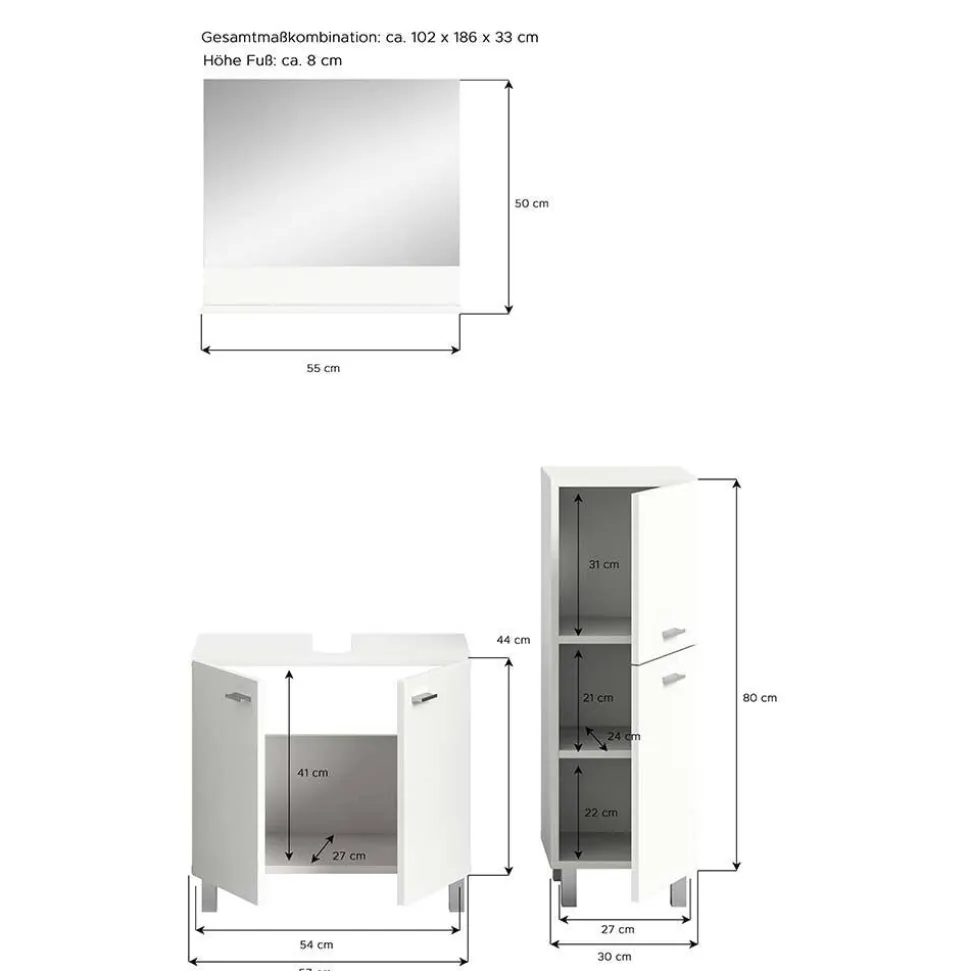 Badezimmermöbel Set - Harmone (dreiteilig)