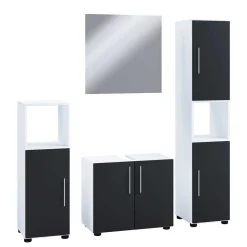 Badezimmermöbel Set in Weiß Schwarz - Cranies I (vierteilig)