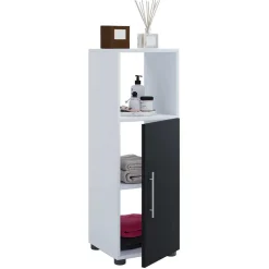 Badezimmermöbel Set in Weiß Schwarz - Cranies I (vierteilig)