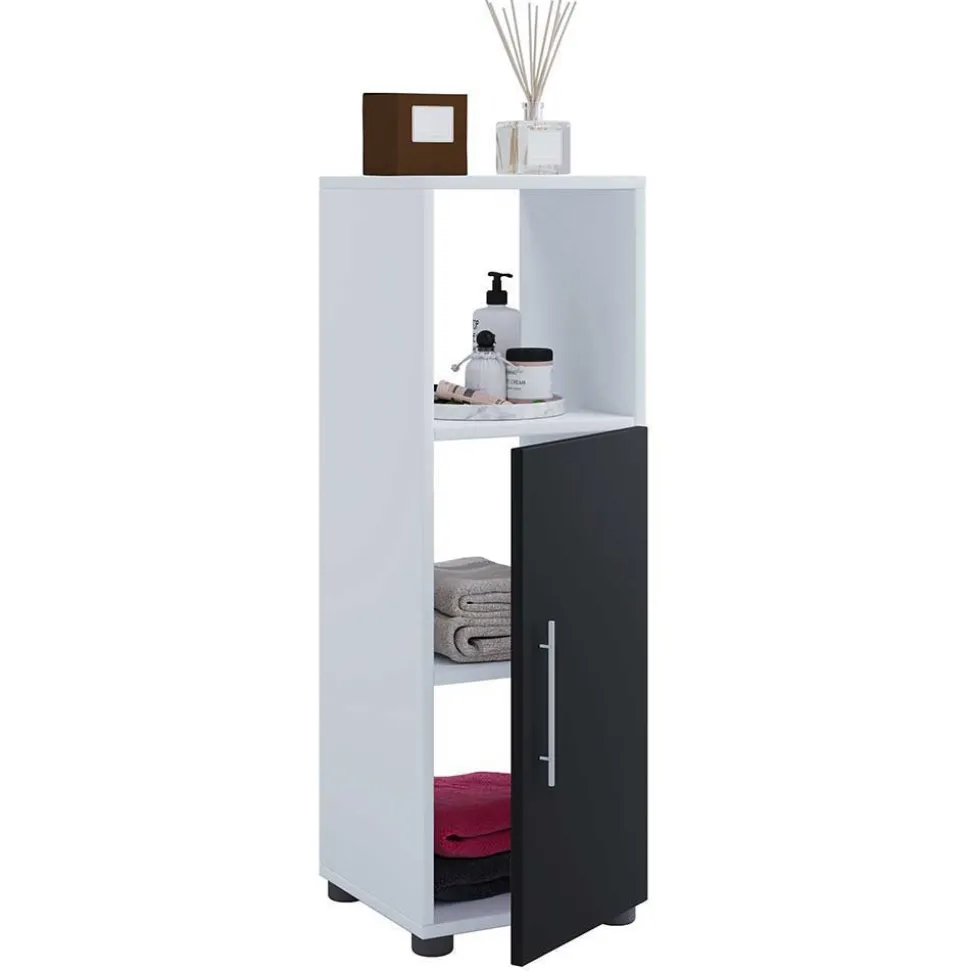 Badezimmermöbel Set in Weiß Schwarz - Cranies I (vierteilig)