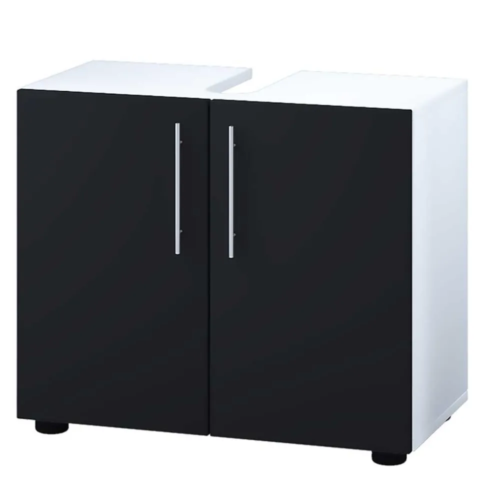 Badezimmermöbel Set in Weiß Schwarz - Cranies I (vierteilig)