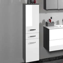 Badezimmermöbel Set Tiamos in Weiß Hochglanz (vierteilig)