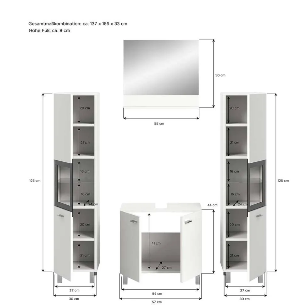 Badezimmermöbel-Kombi in Weiß - Harmone (vierteilig)