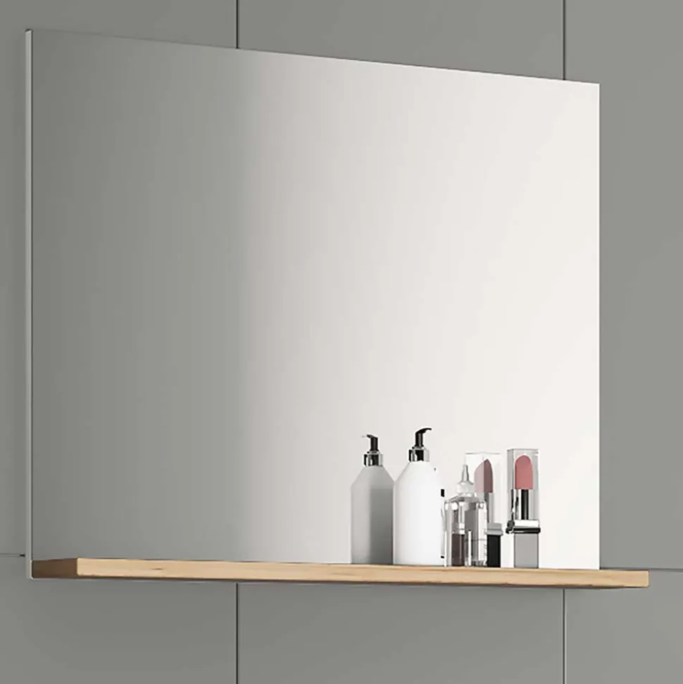 Badezimmerspiegel mit Ablage in Holzoptik - Luzern