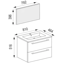 Badmöbel Einrichtungsset für Wandmontage - Caleena (dreiteilig)