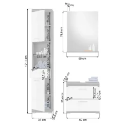 Badmöbel Hochschrank & Beckenschrank & Spiegel - Nancys (dreiteilig)