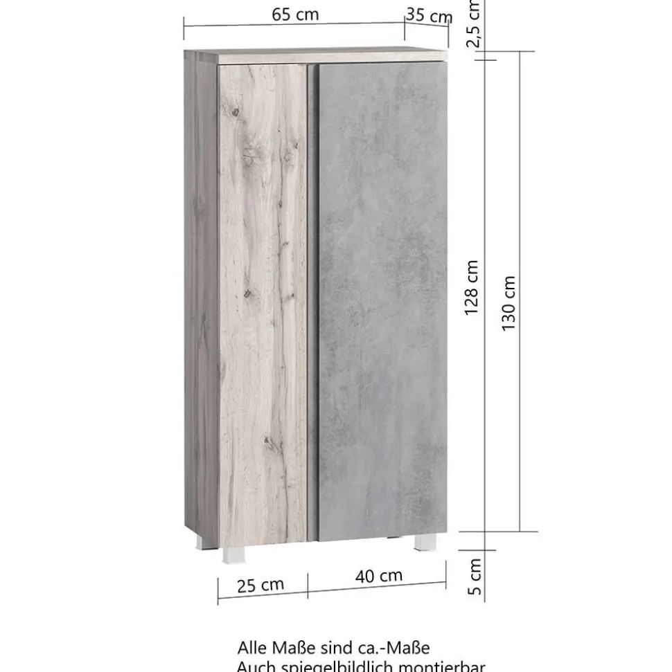 Badmöbel in Beton Optik & Wildeiche - Mia (dreiteilig)