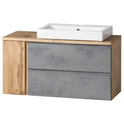 Badmöbel in Beton Optik & Wildeiche - Mia (dreiteilig)